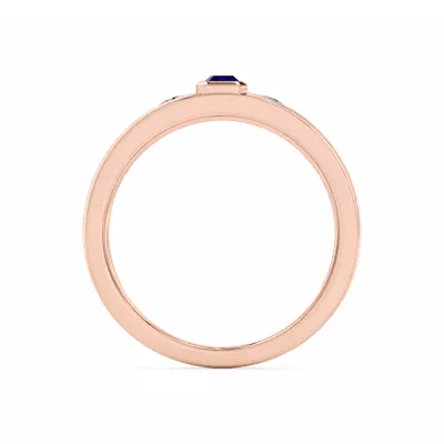 Emerald-Cut Sapphire and Diamond Grooved Band