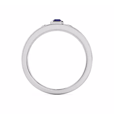 Emerald-Cut Sapphire and Diamond Grooved Band