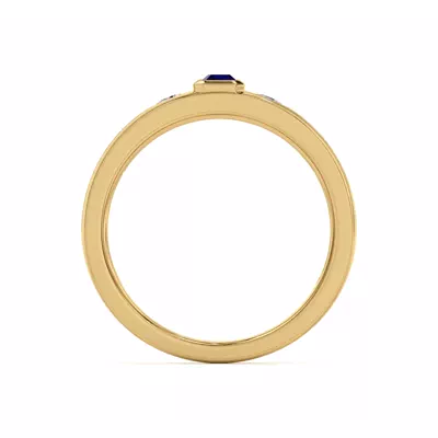 Emerald-Cut Sapphire and Diamond Grooved Band