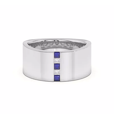 Princess-Cut Sapphire And Diamond Wide Band
