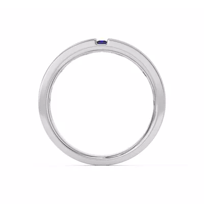 Princess-Cut Sapphire And Diamond Wide Band
