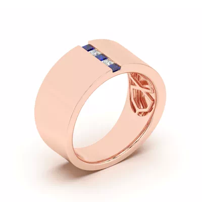 Princess-Cut Sapphire And Diamond Wide Band
