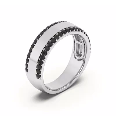 Black Sapphire Beveled Edge Band