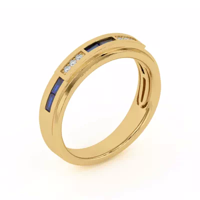 Sapphire Baguette and Round Diamond Band
