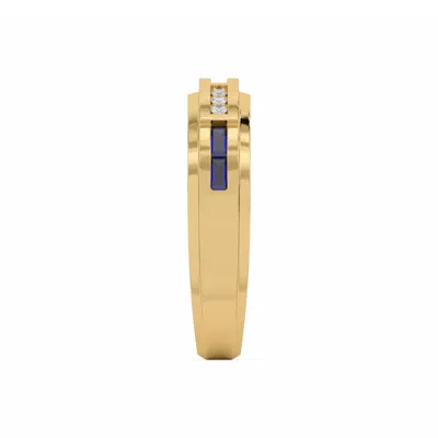 Sapphire Baguette and Round Diamond Band