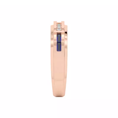 Sapphire Baguette and Round Diamond Band
