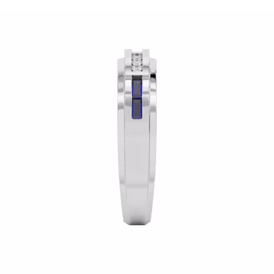 Sapphire Baguette and Round Diamond Band