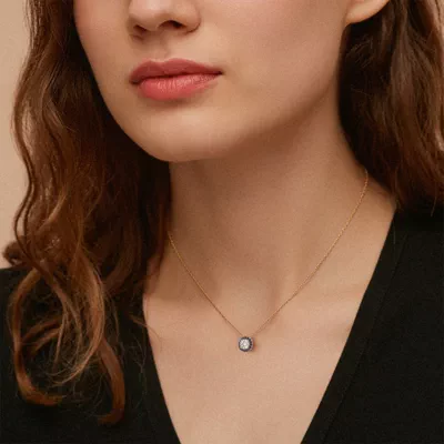 Eva Classic Sapphire Halo Pendant