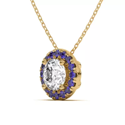 Eva Classic Sapphire Halo Pendant