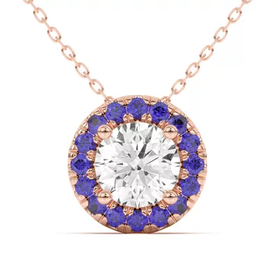 Eva Classic Sapphire Halo Pendant