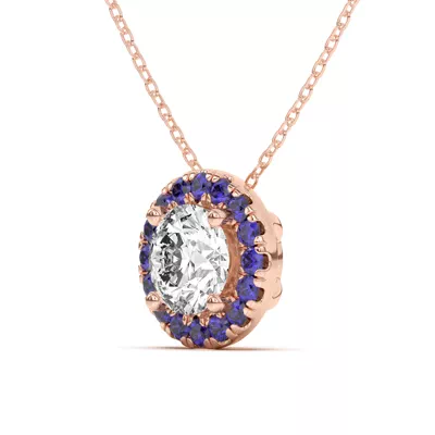 Eva Classic Sapphire Halo Pendant