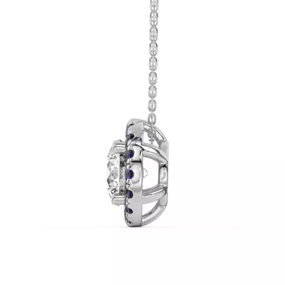 Eva Classic Sapphire Halo Pendant