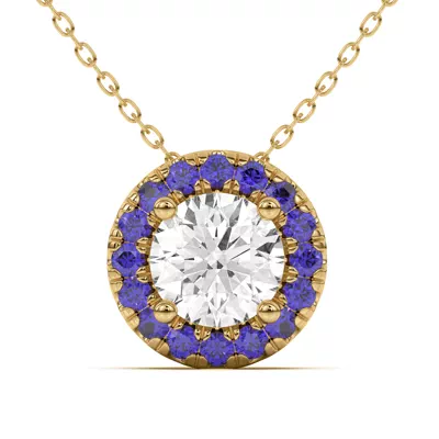 Eva Classic Sapphire Halo Pendant