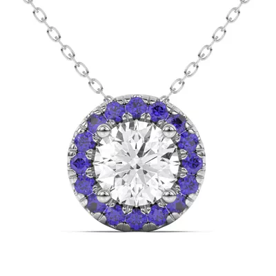 Eva Classic Sapphire Halo Pendant