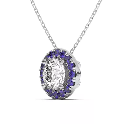 Eva Classic Sapphire Halo Pendant