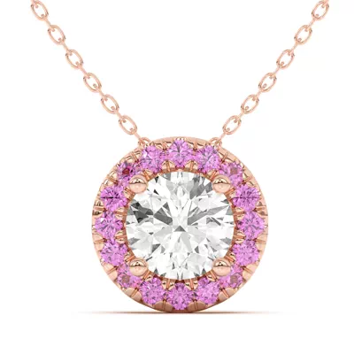 Eva Classic Pink Sapphire Halo Pendant