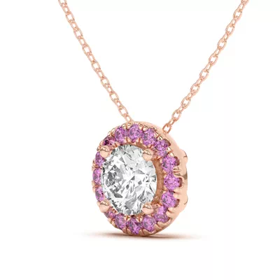 Eva Classic Pink Sapphire Halo Pendant