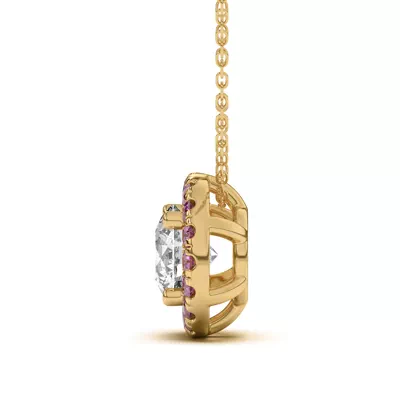 Eva Classic Pink Sapphire Halo Pendant