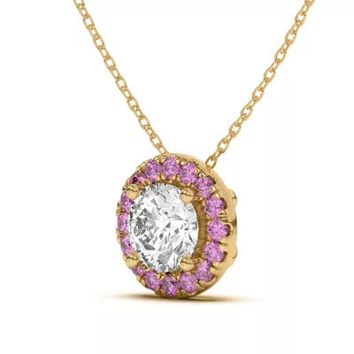 Eva Classic Pink Sapphire Halo Pendant