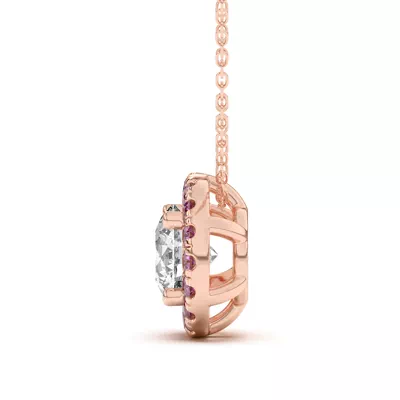 Eva Classic Pink Sapphire Halo Pendant