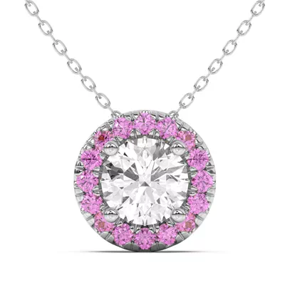 Eva Classic Pink Sapphire Halo Pendant
