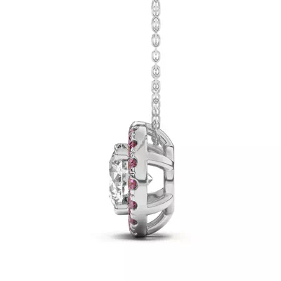 Eva Classic Pink Sapphire Halo Pendant