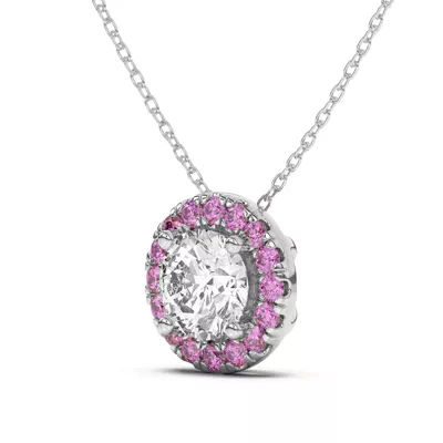 Eva Classic Pink Sapphire Halo Pendant