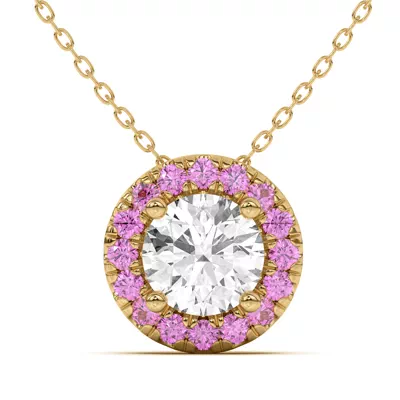 Eva Classic Pink Sapphire Halo Pendant