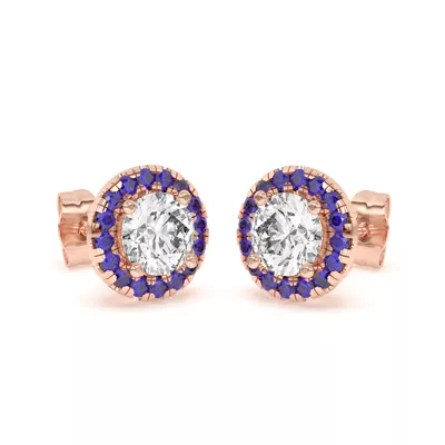 Eva Classic Sapphire Halo Earrings