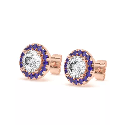 Eva Classic Sapphire Halo Earrings