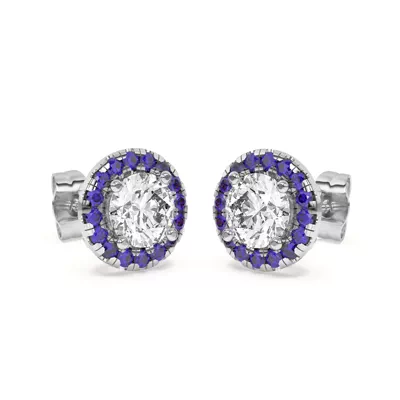Eva Classic Sapphire Halo Earrings