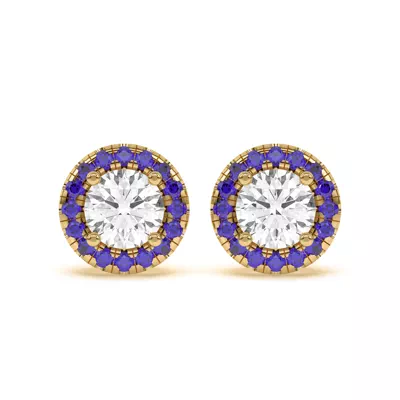 Eva Classic Sapphire Halo Earrings