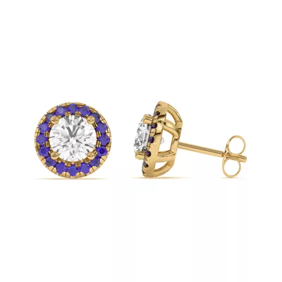 Eva Classic Sapphire Halo Earrings