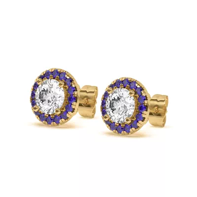 Eva Classic Sapphire Halo Earrings