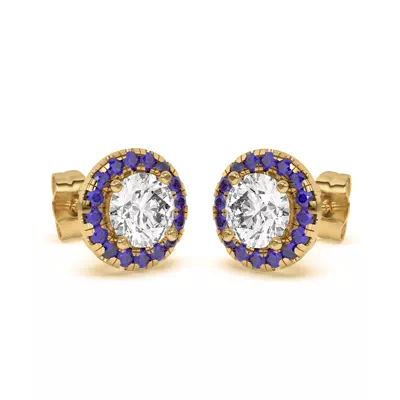 Eva Classic Sapphire Halo Earrings
