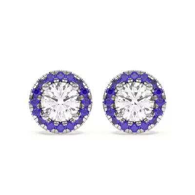 Eva Classic Sapphire Halo Earrings