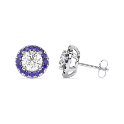 Eva Classic Sapphire Halo Earrings