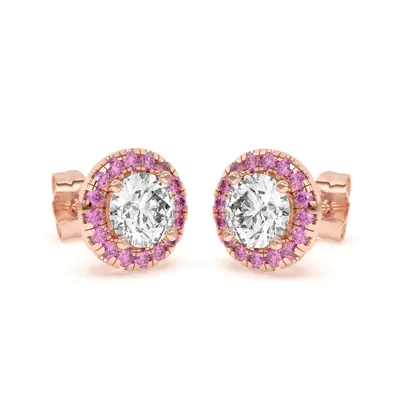 Eva Classic Pink Sapphire Halo Earrings