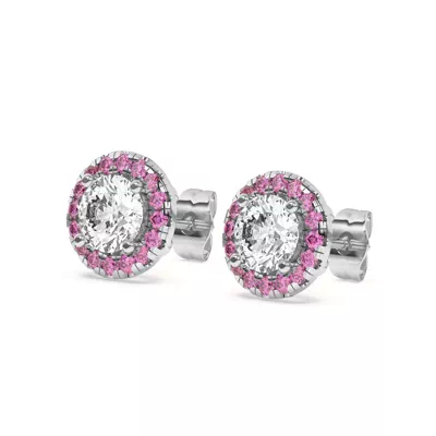 Eva Classic Pink Sapphire Halo Earrings