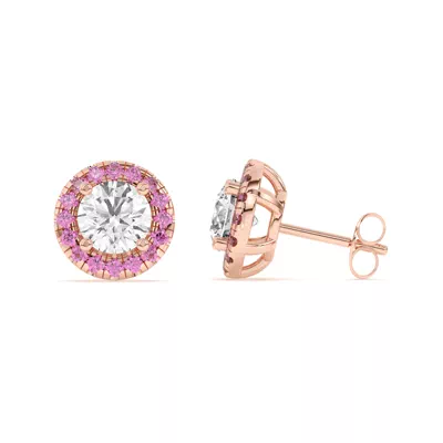 Eva Classic Pink Sapphire Halo Earrings