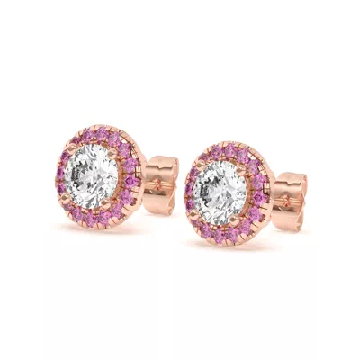Eva Classic Pink Sapphire Halo Earrings