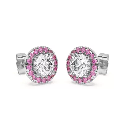 Eva Classic Pink Sapphire Halo Earrings