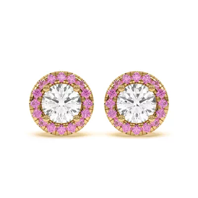 Eva Classic Pink Sapphire Halo Earrings