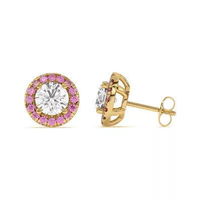 Eva Classic Pink Sapphire Halo Earrings