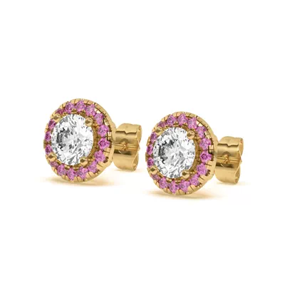 Eva Classic Pink Sapphire Halo Earrings