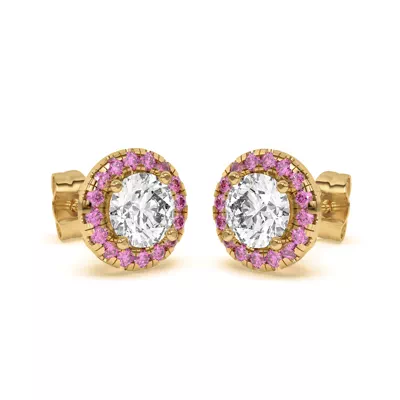 Eva Classic Pink Sapphire Halo Earrings