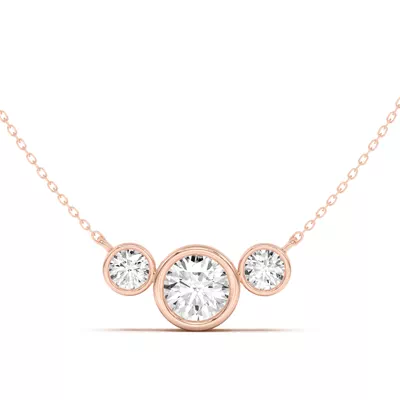 Classic Three-Stone Bezel Lab Diamond Pendant