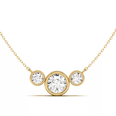 Classic Three-Stone Bezel Lab Diamond Pendant