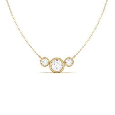Classic Three-Stone Bezel Diamond Pendant