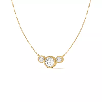 Classic Three-Stone Bezel Lab Diamond Pendant